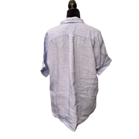 J. Crew Baird McNutt Irish Linen Light Blue Short Sleeve Blouse Size 10 - Picture 5 of 14